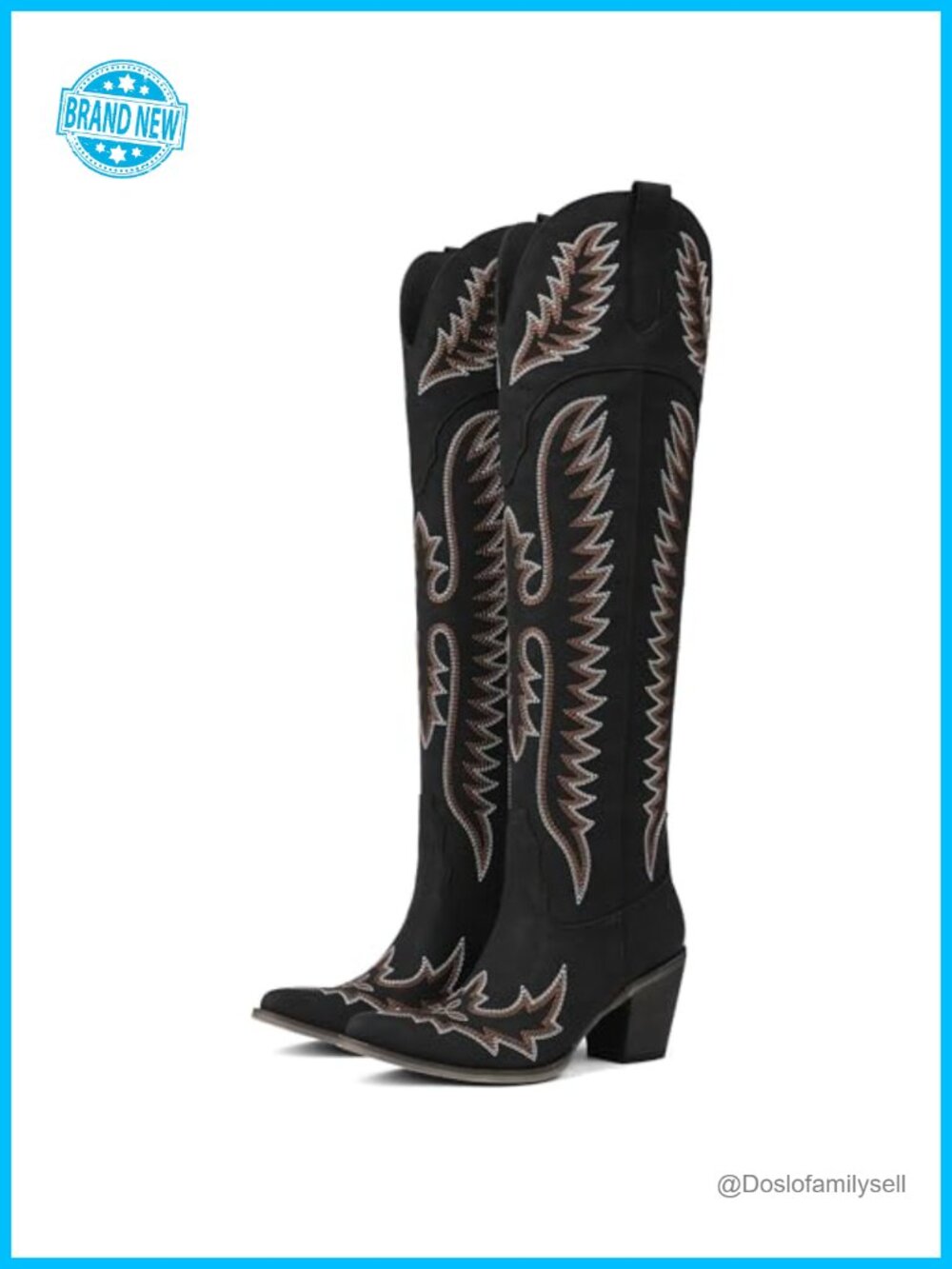 CELNEPHO Over The Knee Cowboy Boots Faux Leather Western Women's Tall